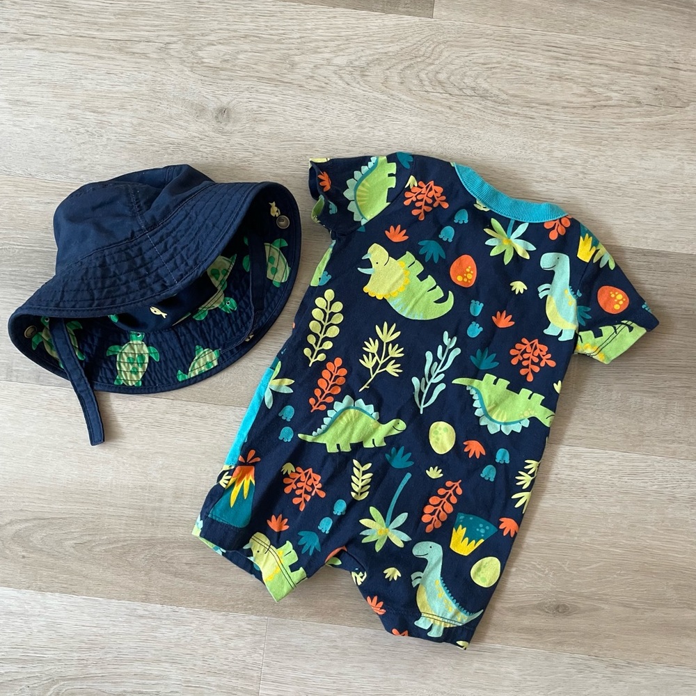 Gymboree & Wonder Nation Baby Bay Hat & Romper Bundle - Picture 2 of 4